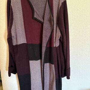 Kasper Burgundy and Black Knit Top